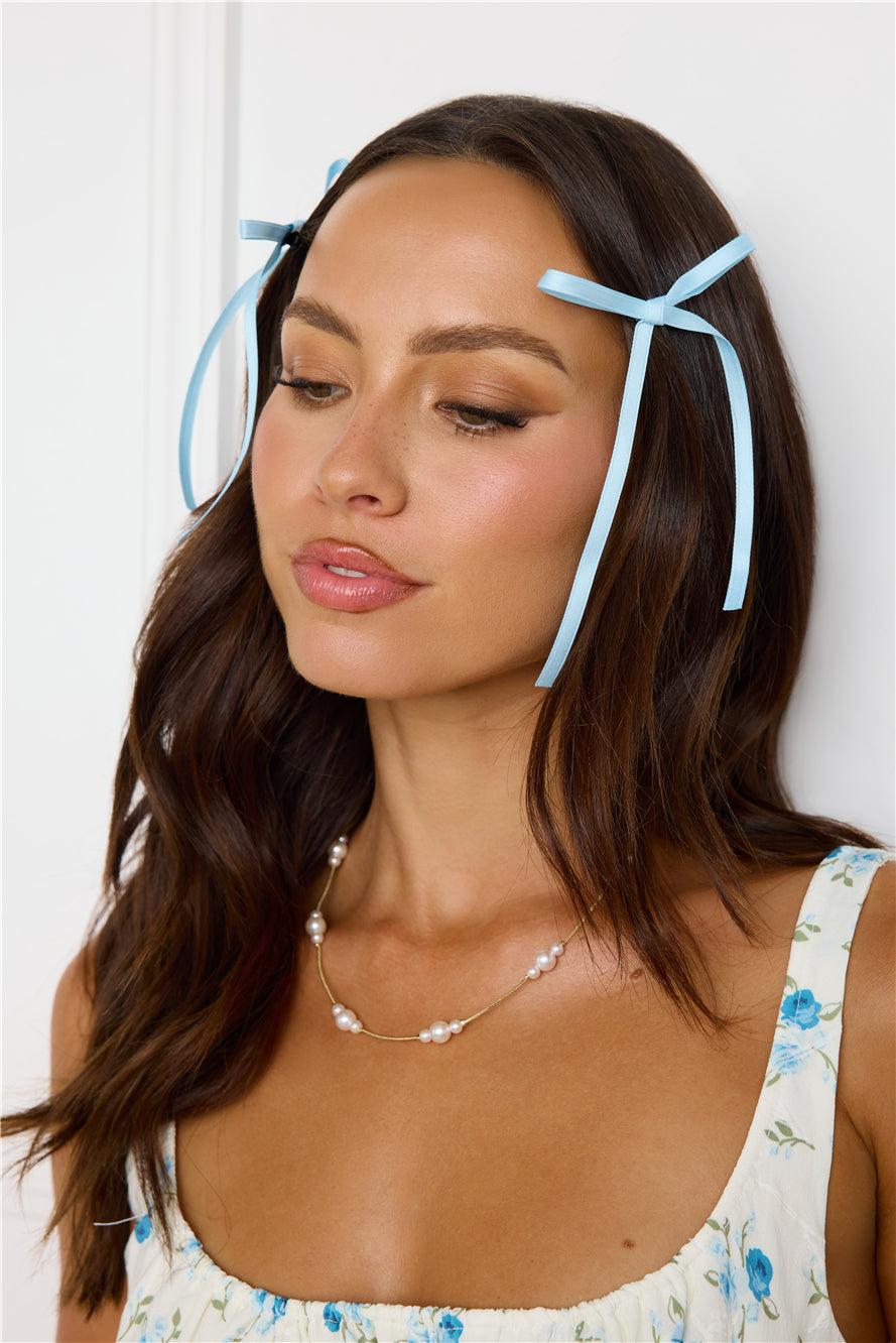 Flirty Bow Hair Clips Blue Product Image