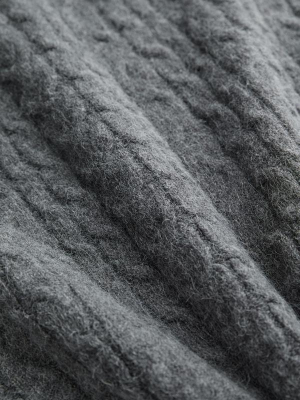 Oversize V Neck Gray Cable Knit Sweater Product Image