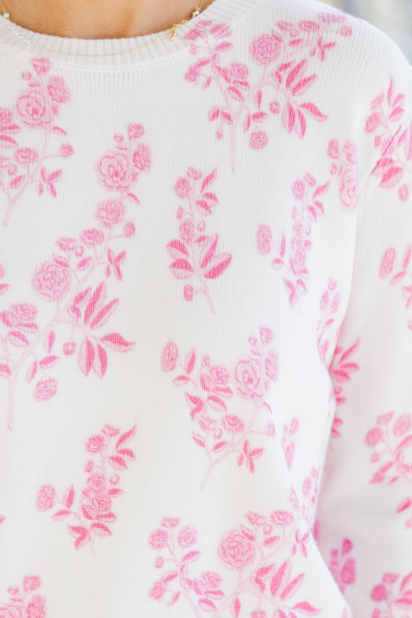 Figure It All Out Pink Toile Sweater Female Product Image