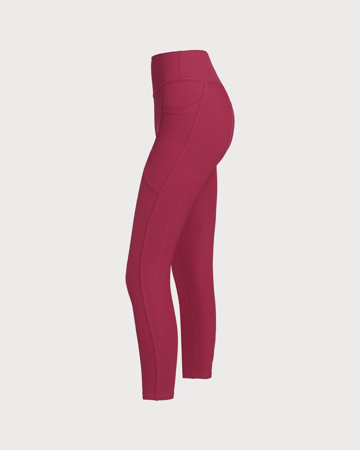 Red Quick-drying High Waisted Yoga Leggings Product Image