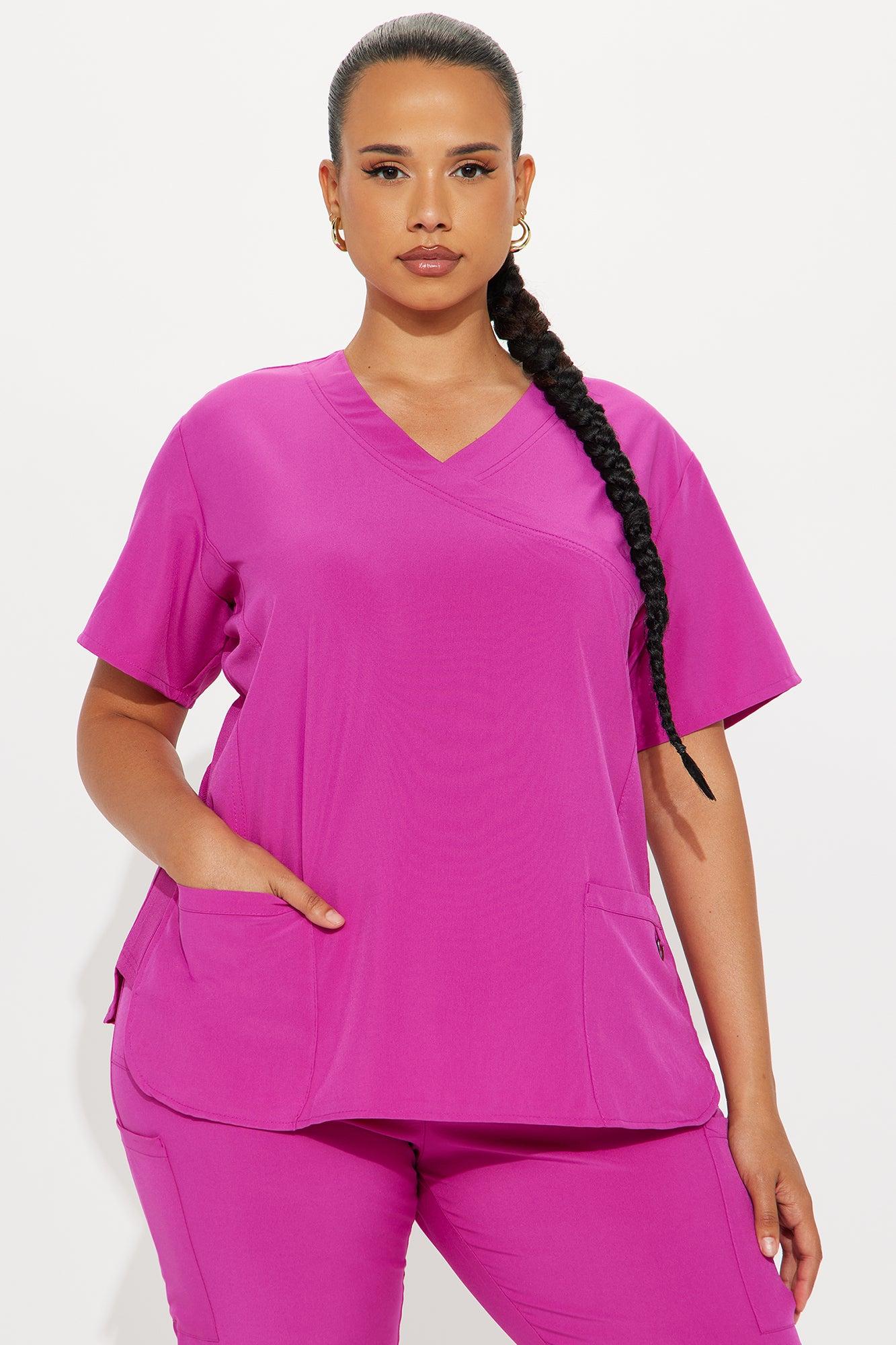 Feeling Better Stretch Scrub Uniform Jogger Set - Magenta Female Product Image