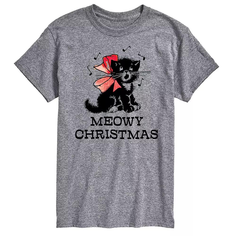 Men's Vintage Meowy Christmas Graphic Tee,  Product Image