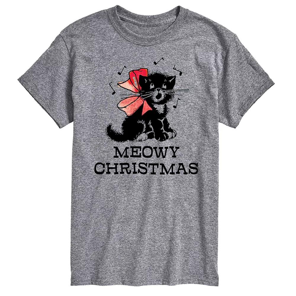Men's Vintage Meowy Christmas Graphic Tee,  Product Image