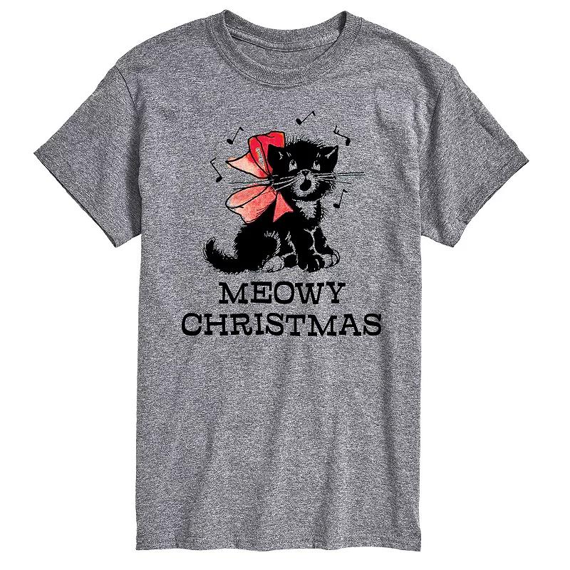 Men's Vintage Meowy Christmas Graphic Tee,  Product Image
