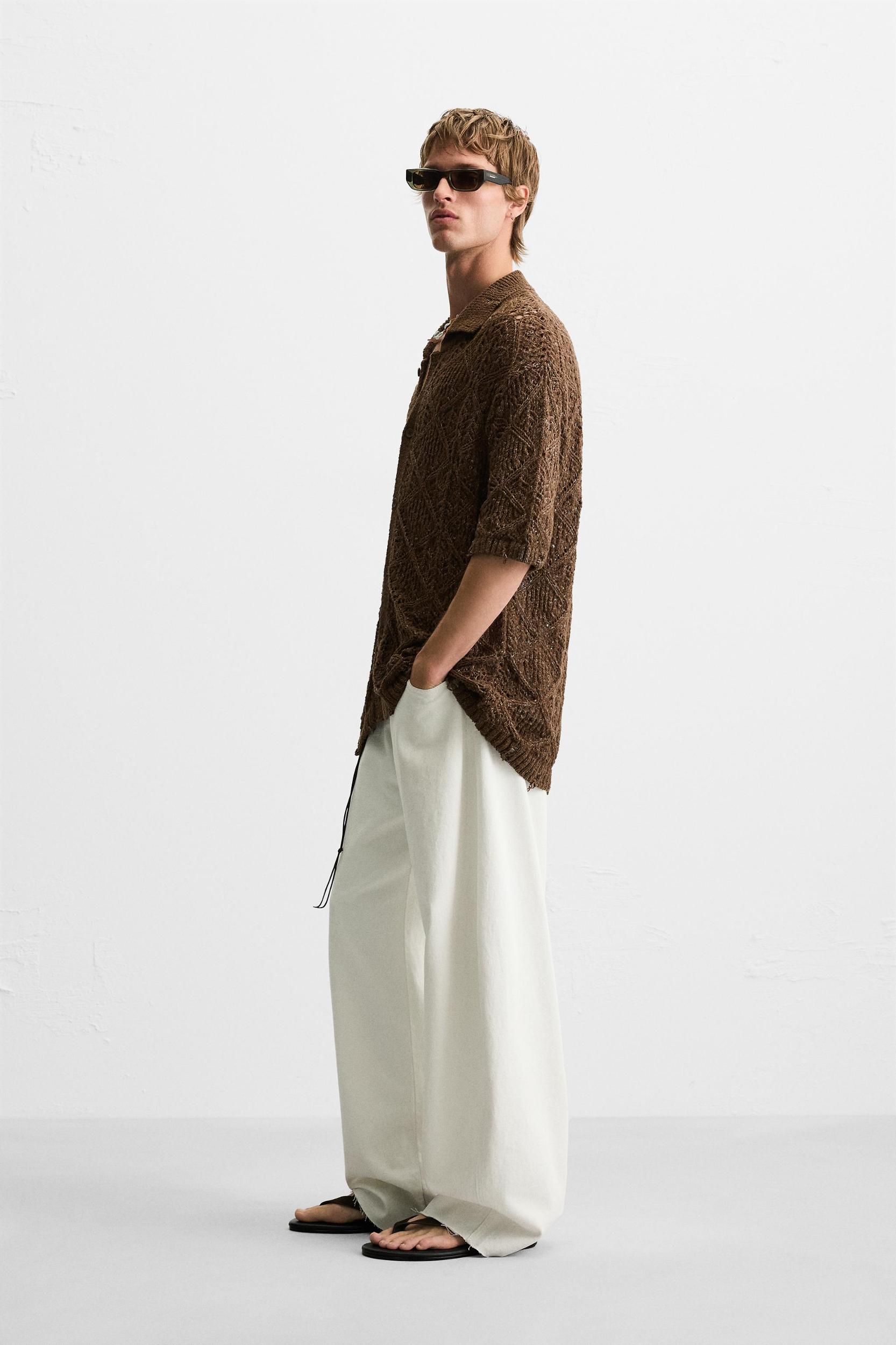 TEXTURED KNIT DISTRESSED SHIRT Product Image