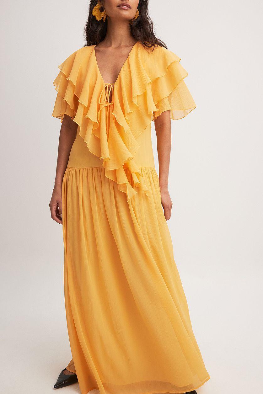 Chiffon Ruffles Detail Maxi Dress Product Image
