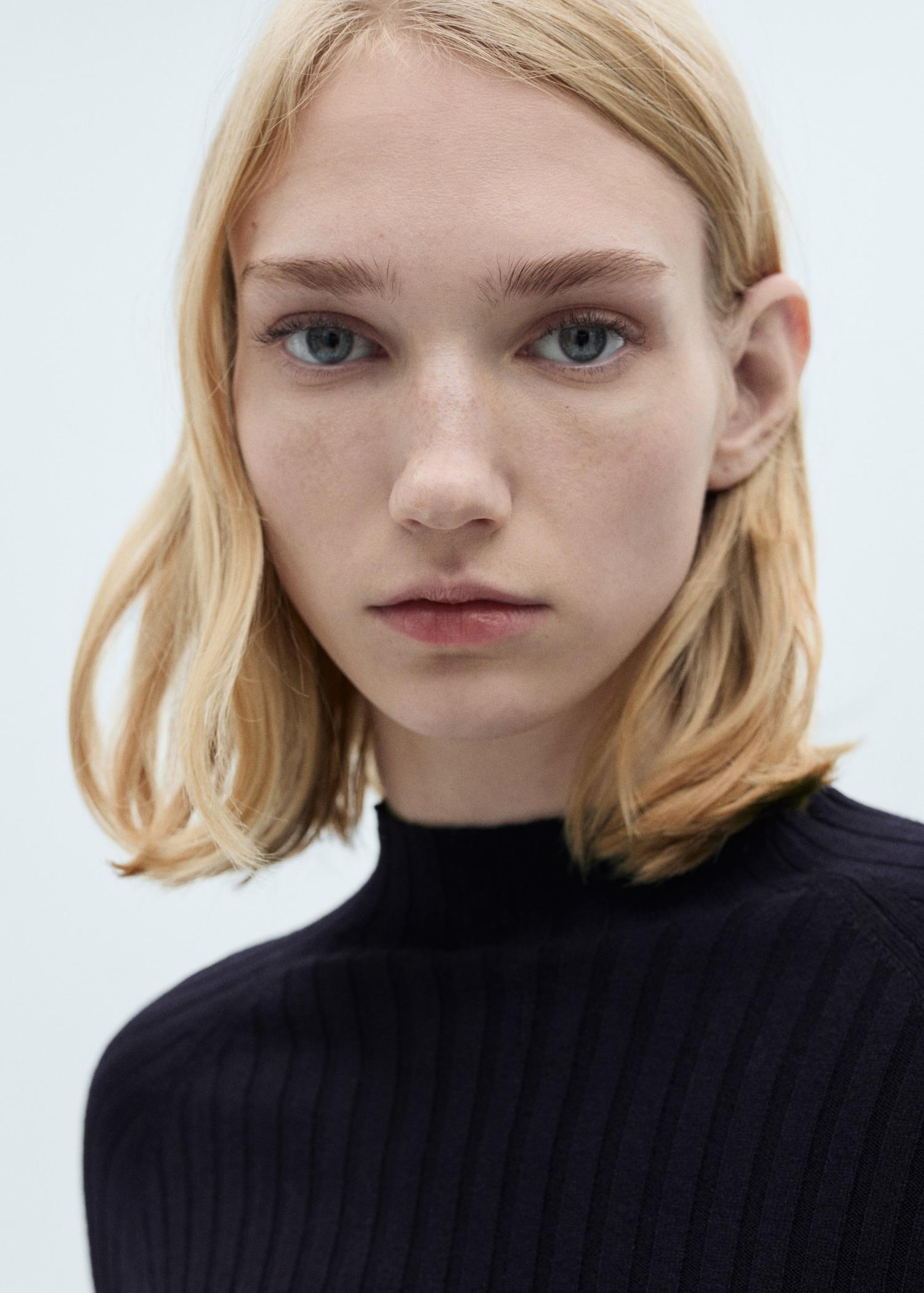 Ribbed sweater with perkins neck - Women | MANGO USA Product Image