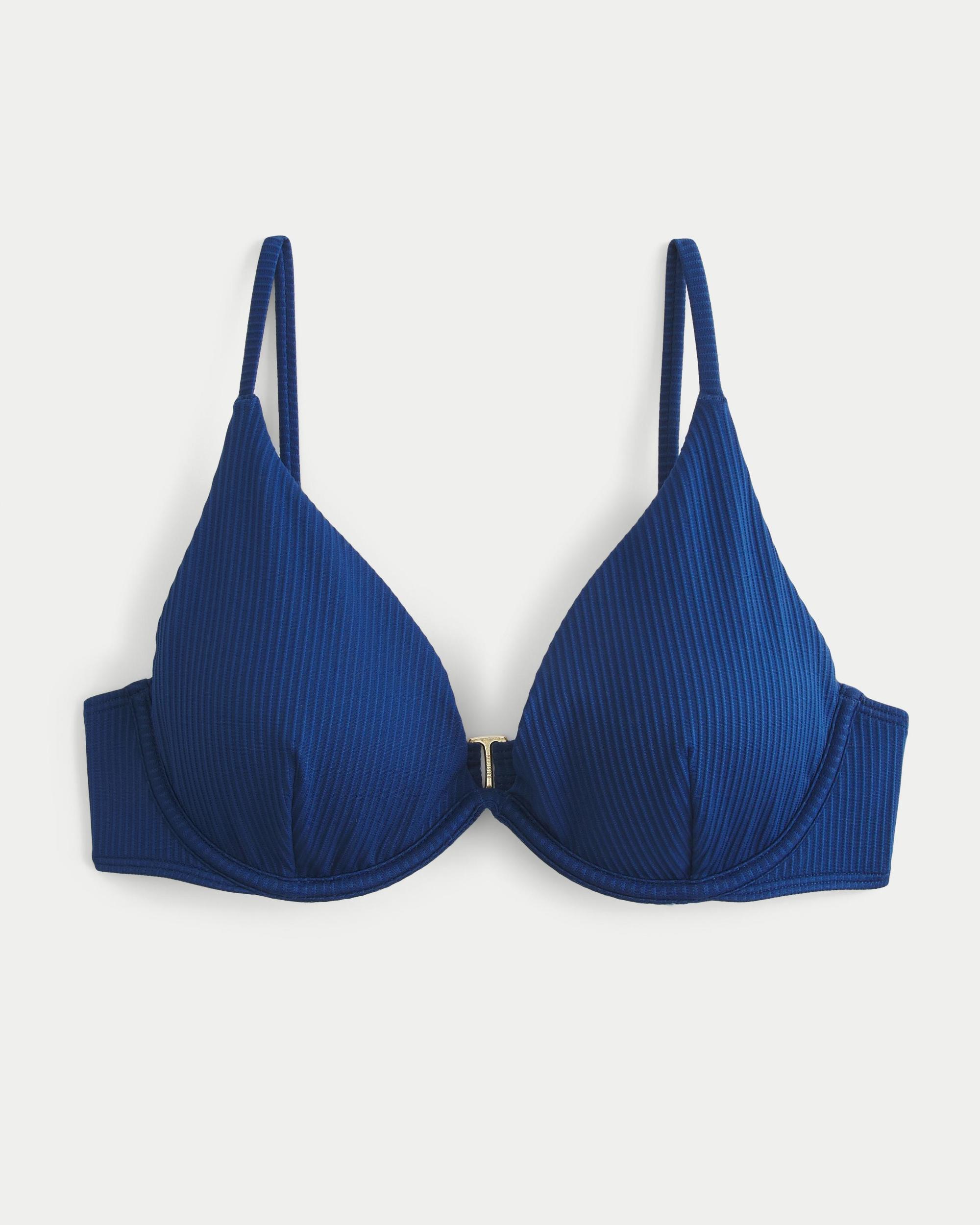 Ribbed Plunge Underwire Bikini Top Product Image