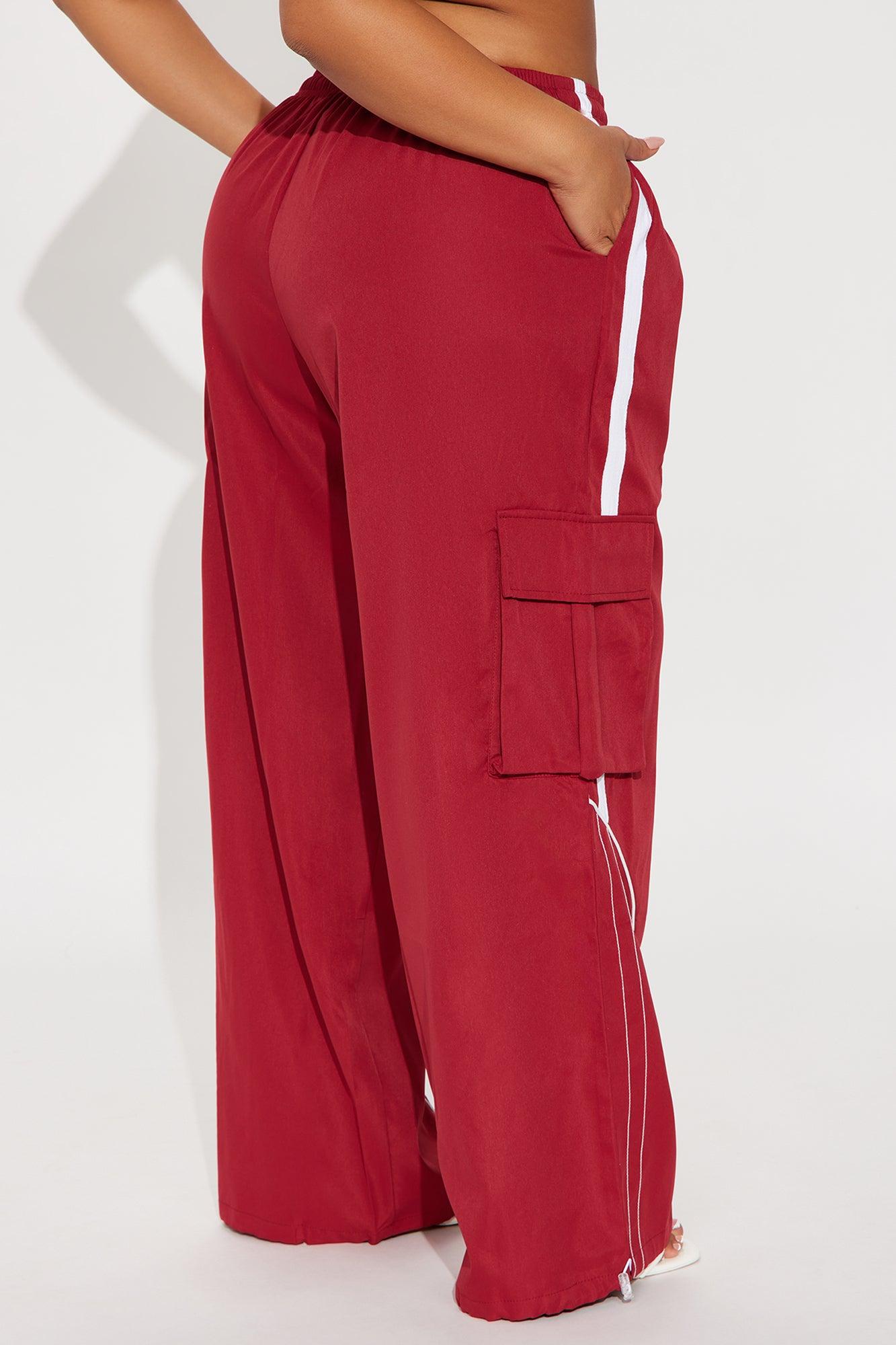 Get To Know Me Cargo Track Pant - DarkRed Female Product Image