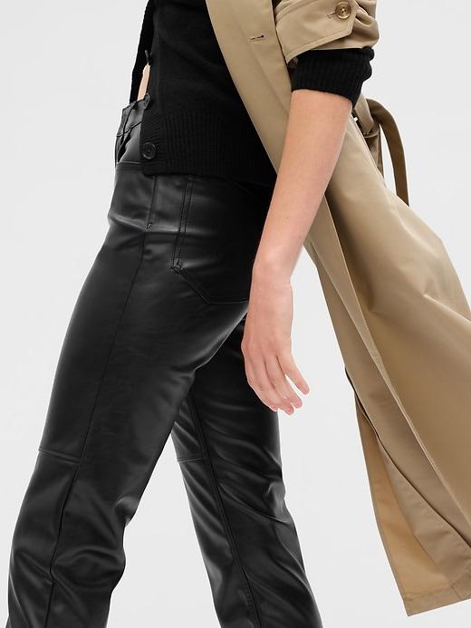 High Rise Vegan Leather Cheeky Straight Pants Product Image