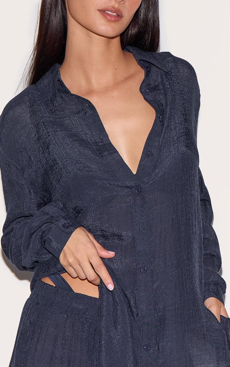 Navy Linen Look Oversized Beach Shirt Product Image