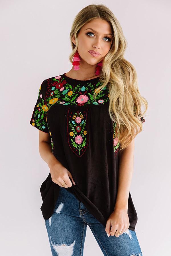 Cabana Bound Embroidered Top in Black Product Image
