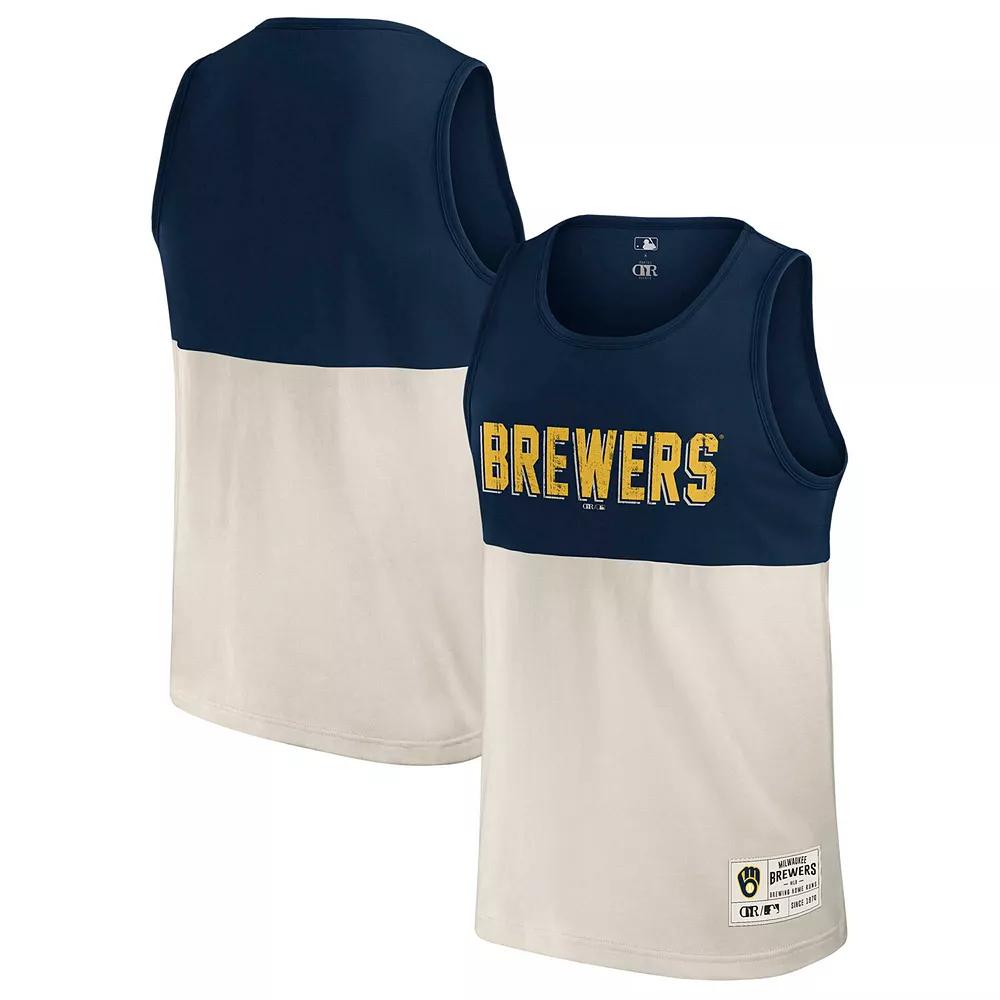 Men's Darius Rucker Collection by Fanatics Navy Milwaukee Brewers Colorblock Tank Top,  Product Image
