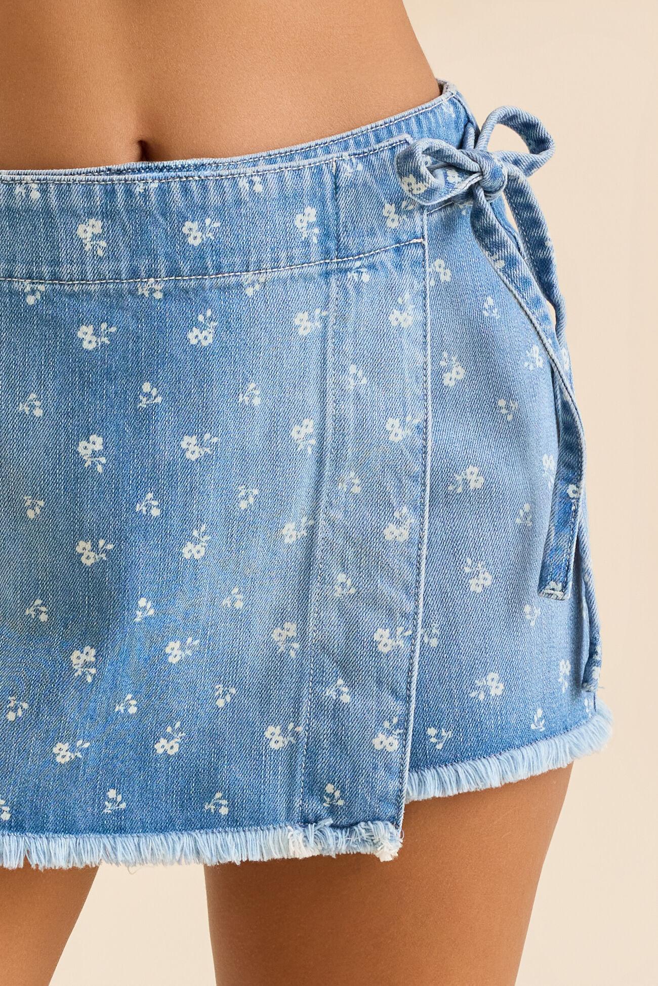 Dylan Side Tie Denim Skort Product Image