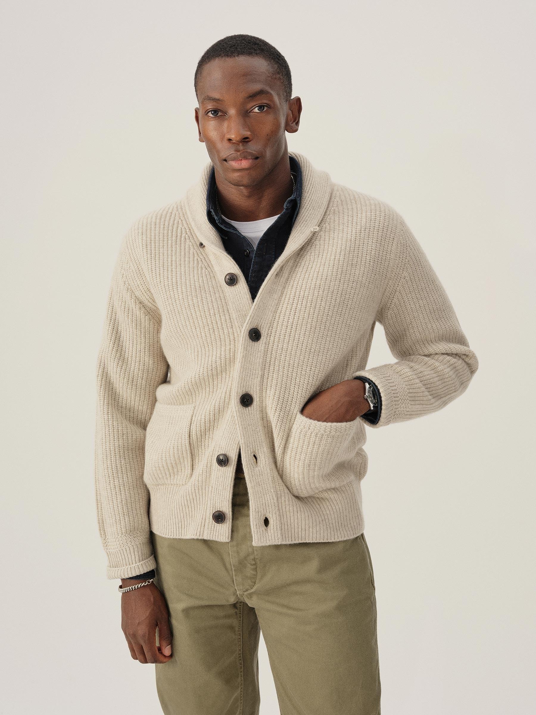 Light Oat California Cashmere Shawl Cardigan Product Image