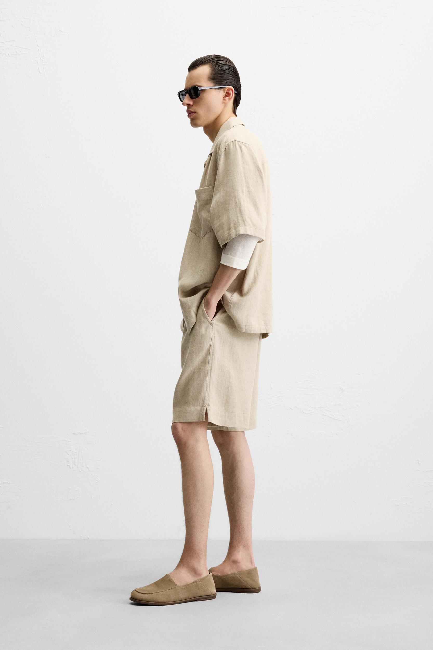 OVERSIZED LINEN VISCOSE SHORTS Product Image