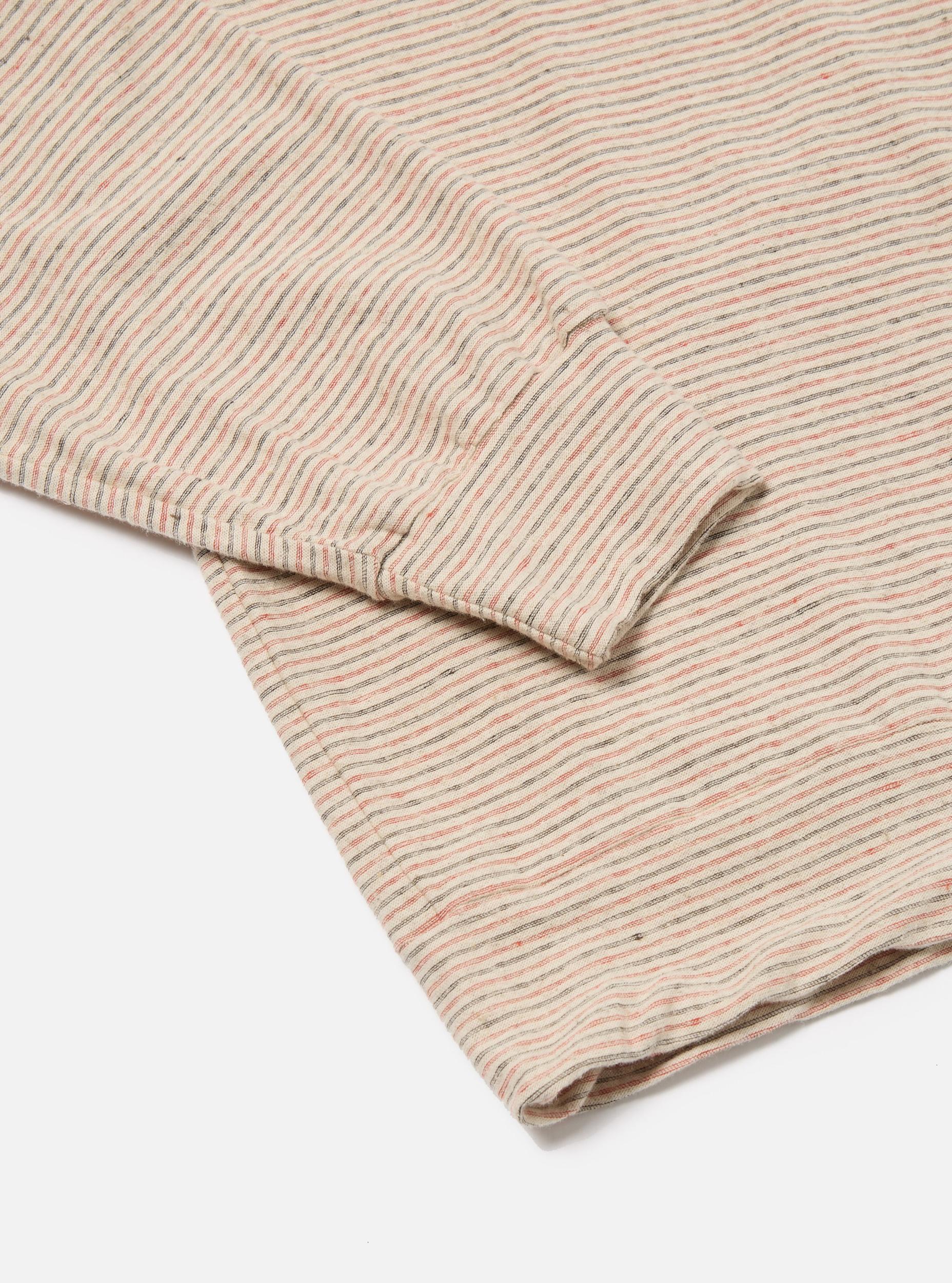 Ecru Stripe Lincot Jersey Loose Sweatshirt Product Image