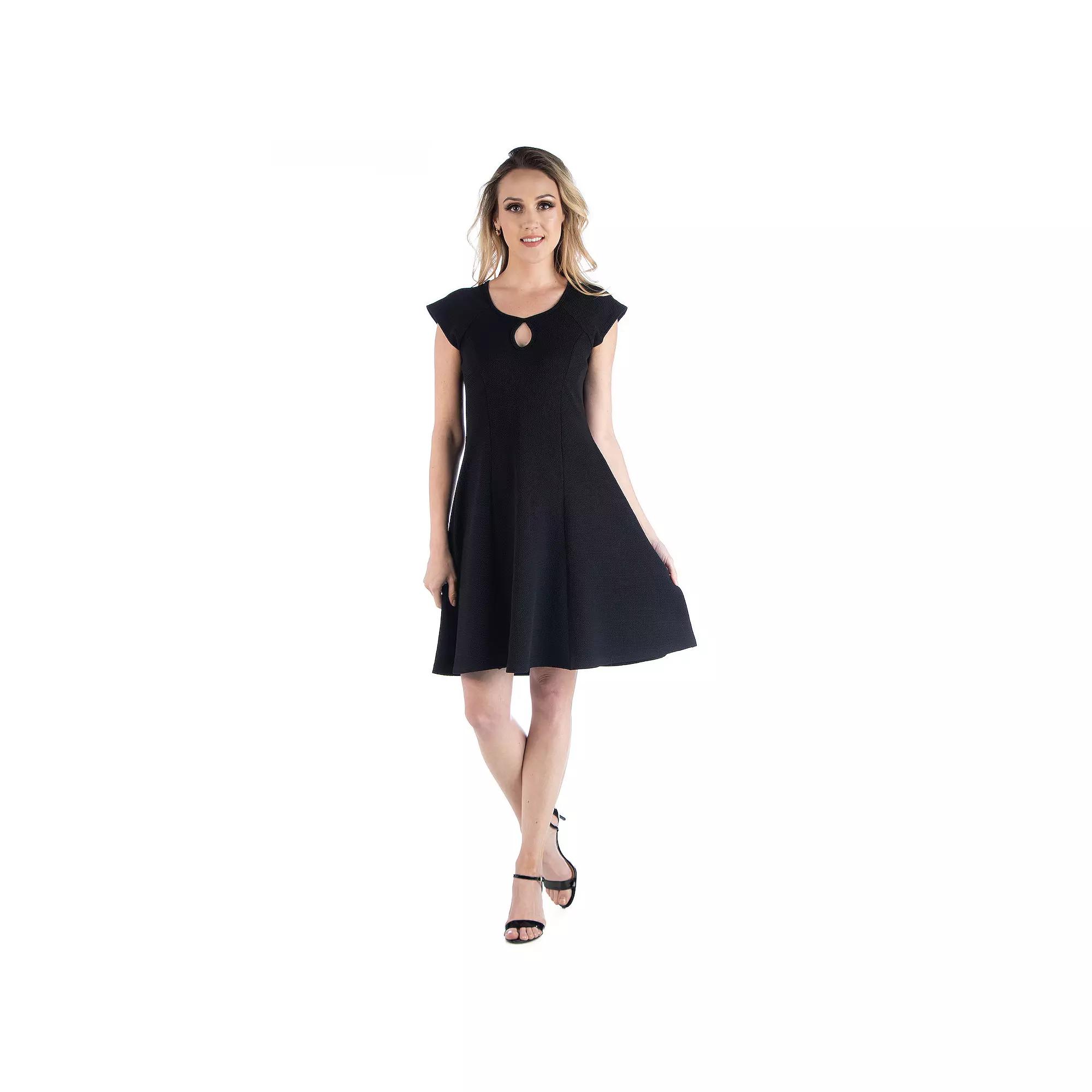Women's 24seven Comfort Apparel Scoopneck Keyhole A-Line Dress, Size: XL, Black Product Image