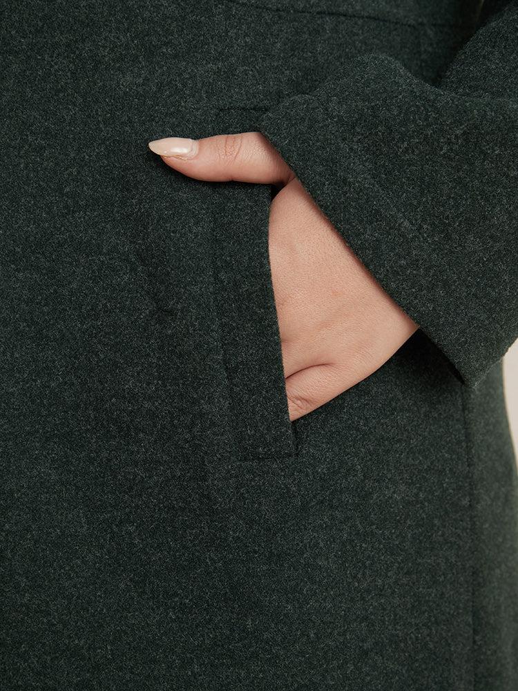 Solid Pocket Double Breasted Heather Overlap Collar Coat Female Product Image