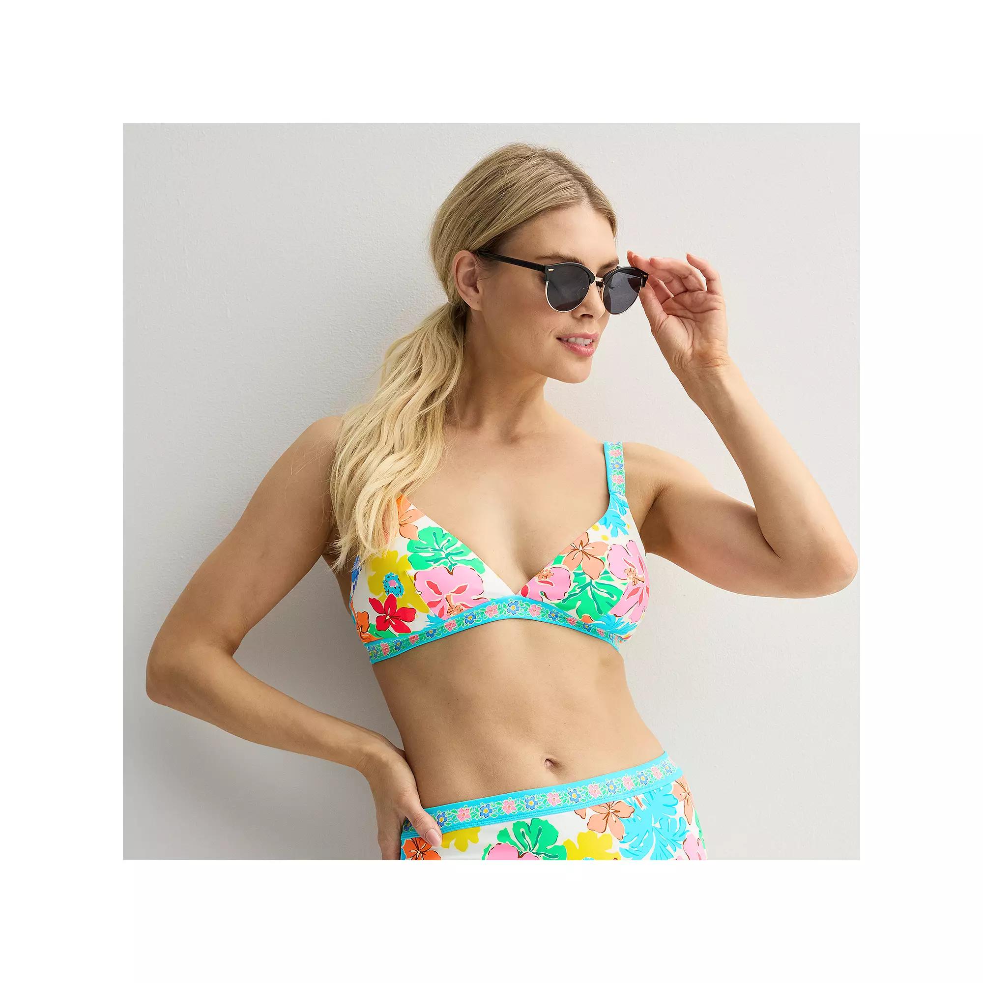 Women's Freshwater Floral Banded Bralette Swim Top,  Product Image