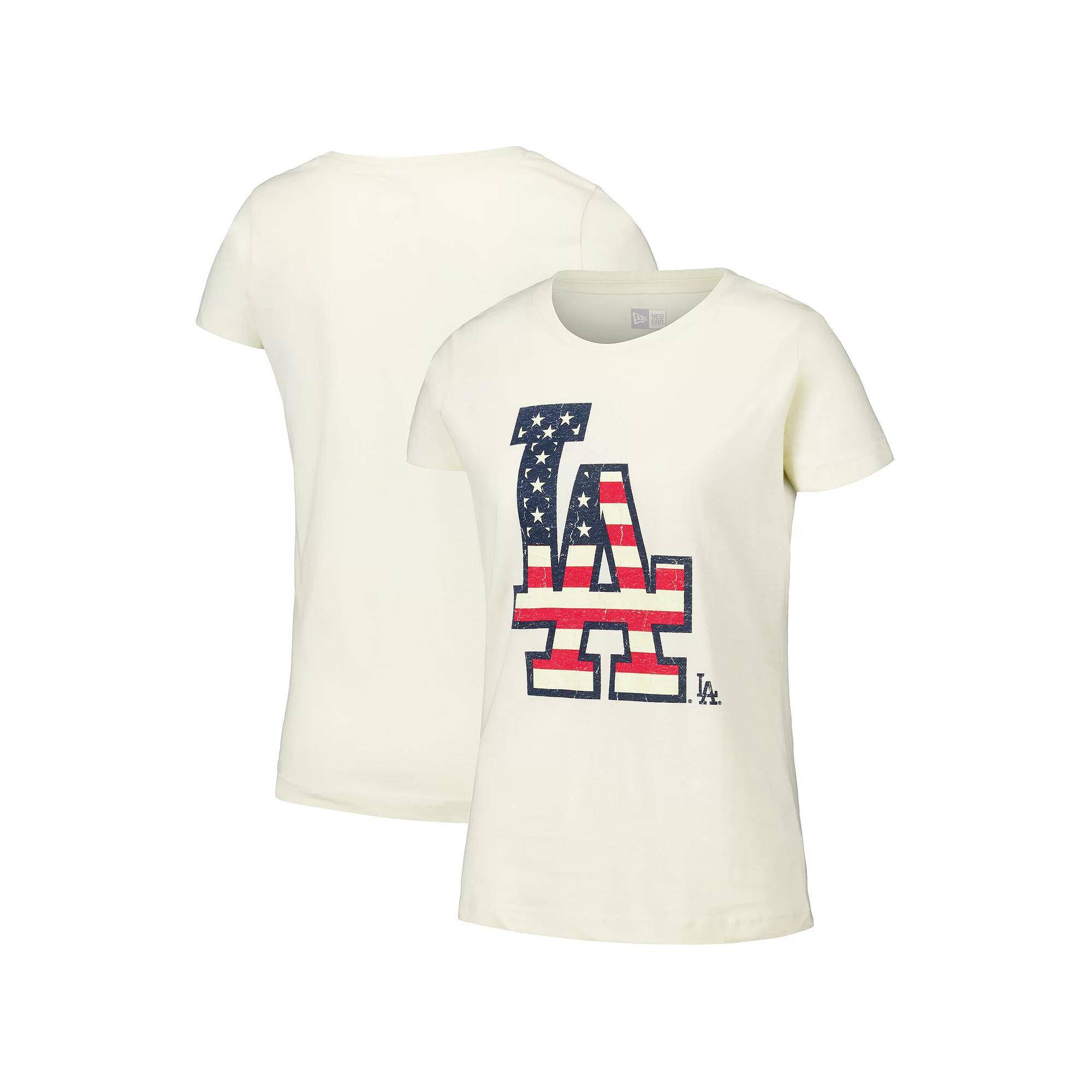 Women's New Era Cream Los Angeles Dodgers Vintage T-Shirt, Size: Small, Beige Product Image