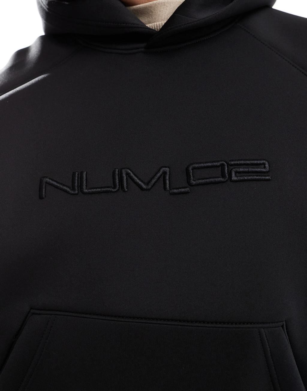 Bershka boxy fit premium hoodie in black Product Image