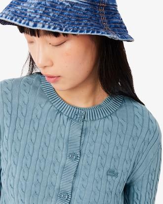 Women's Wash Effect Cable Knit Cardigan Product Image