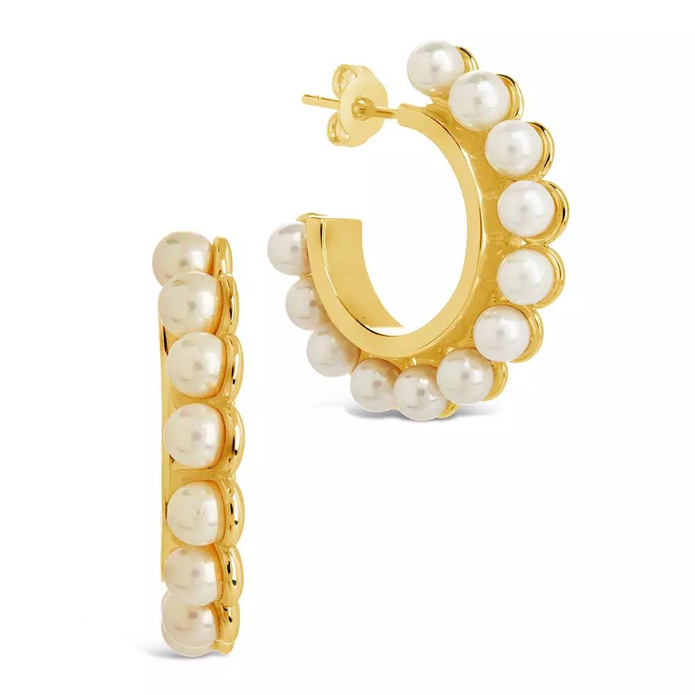 MC Collective Dyed Simulated Pearl Bubble Hoop Earrings, Women's, Gold Tone Product Image