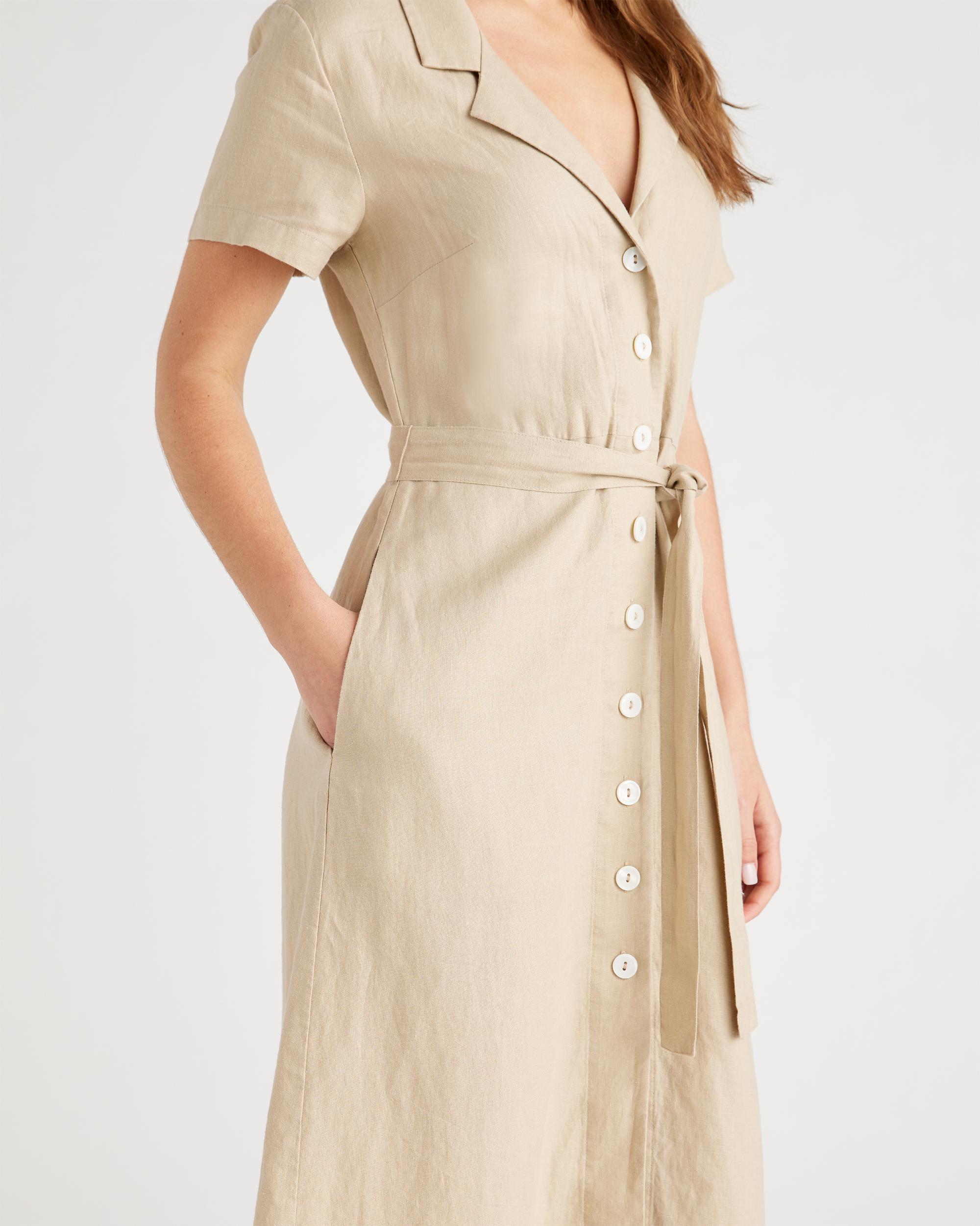 Quince | Women's Short Sleeve Dress Size XS, Linen Product Image