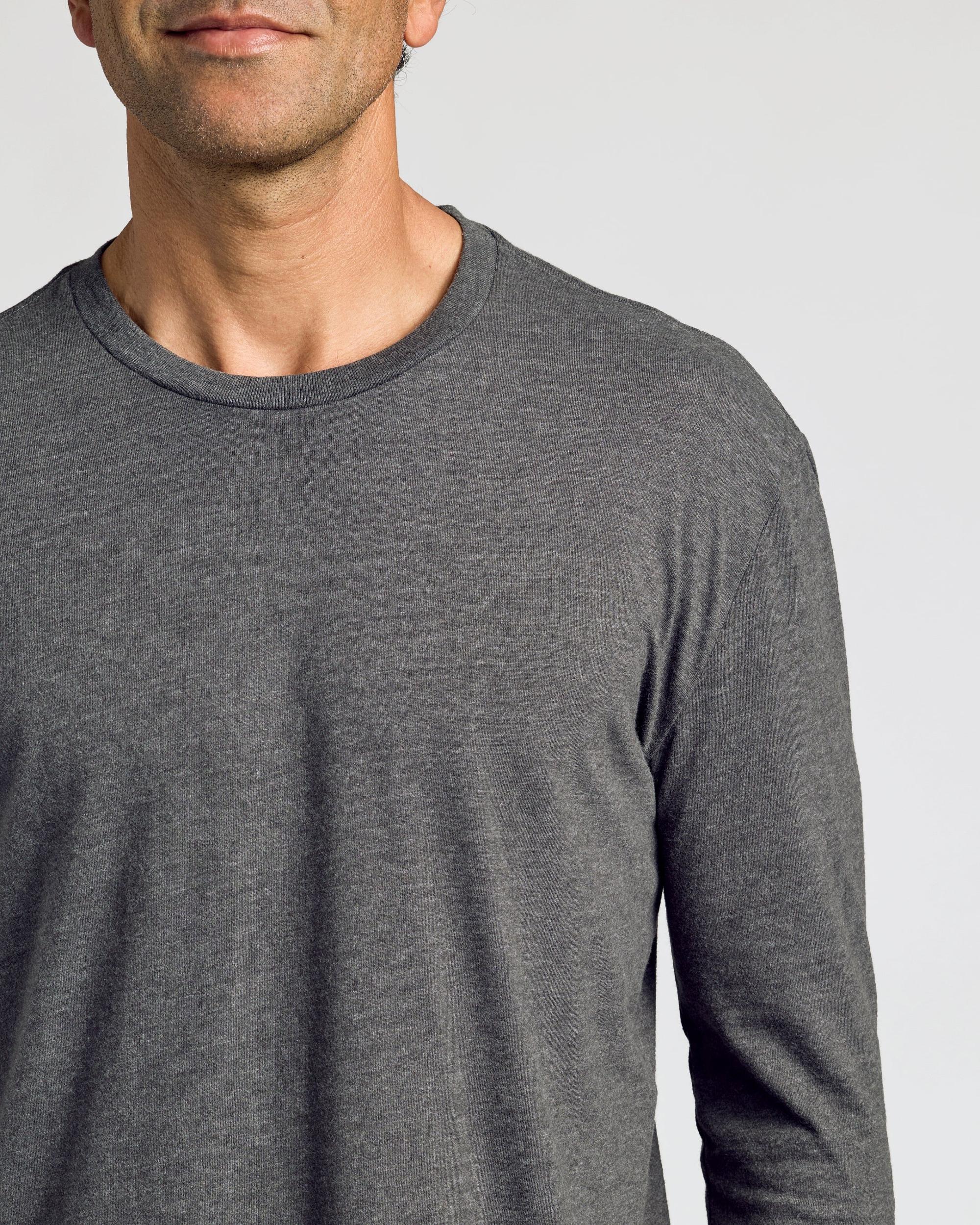 Charcoal Heather Gray Classic Long Sleeve Crew Neck Product Image