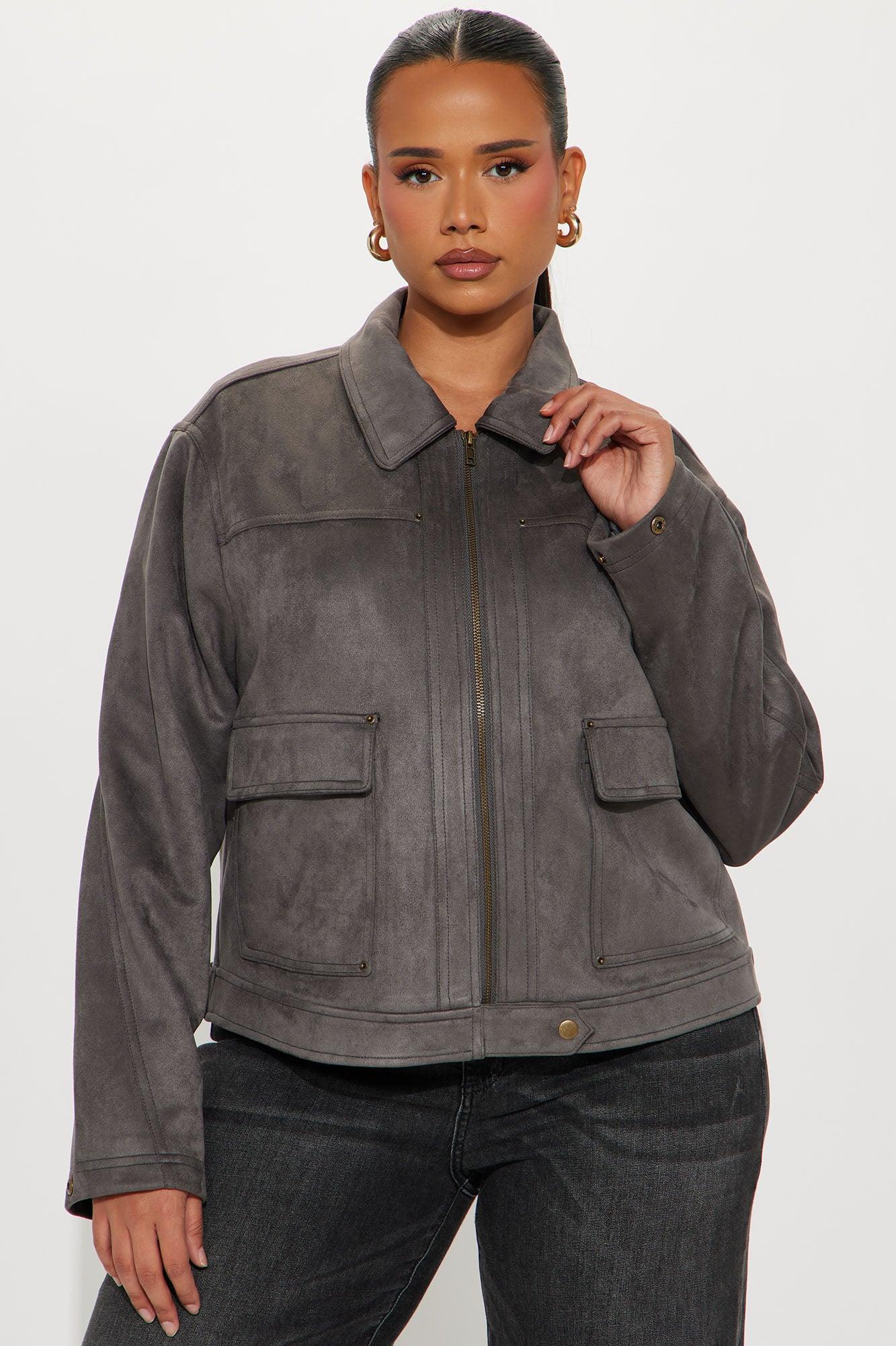 Ryder Faux Suede Jacket - Charcoal Product Image