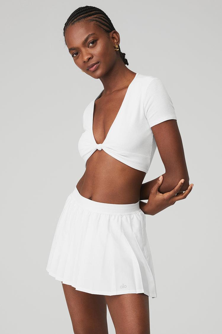 Ribbed Knotty Short Sleeve - White Product Image