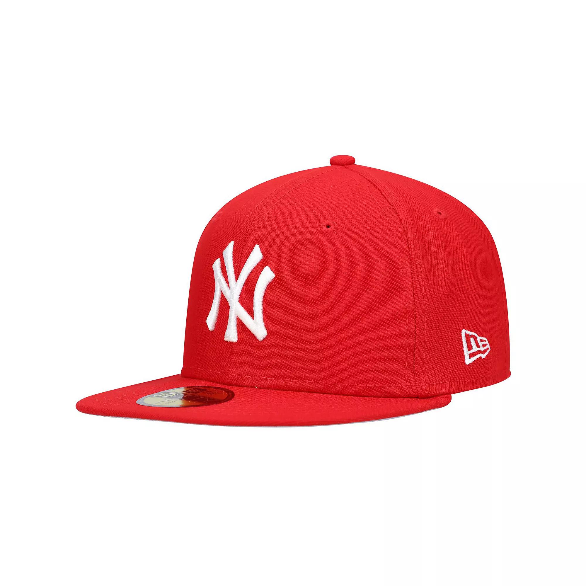 Men's New Era Red New York Yankees White Logo 59FIFTY Fitted Hat, Size: 7 1/8 Product Image
