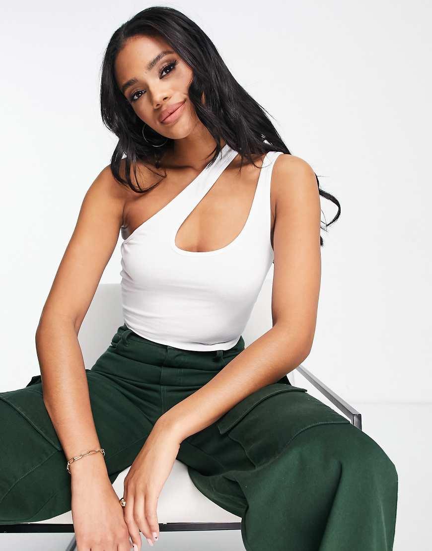 ASOS DESIGN strappy asymmetric cut out crop top Product Image