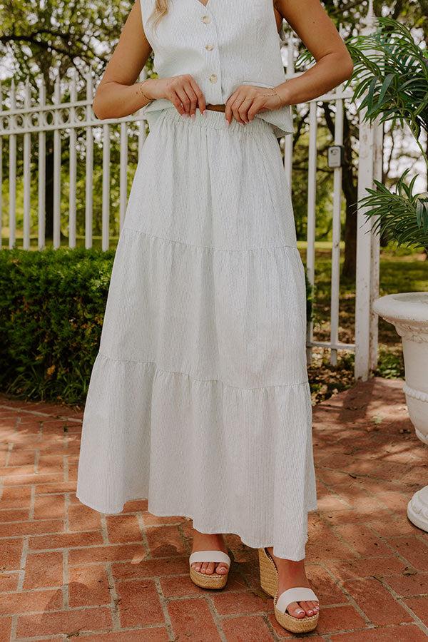 Coastal Chic High Waist Linen-Blend Stripe Maxi Skirt Product Image
