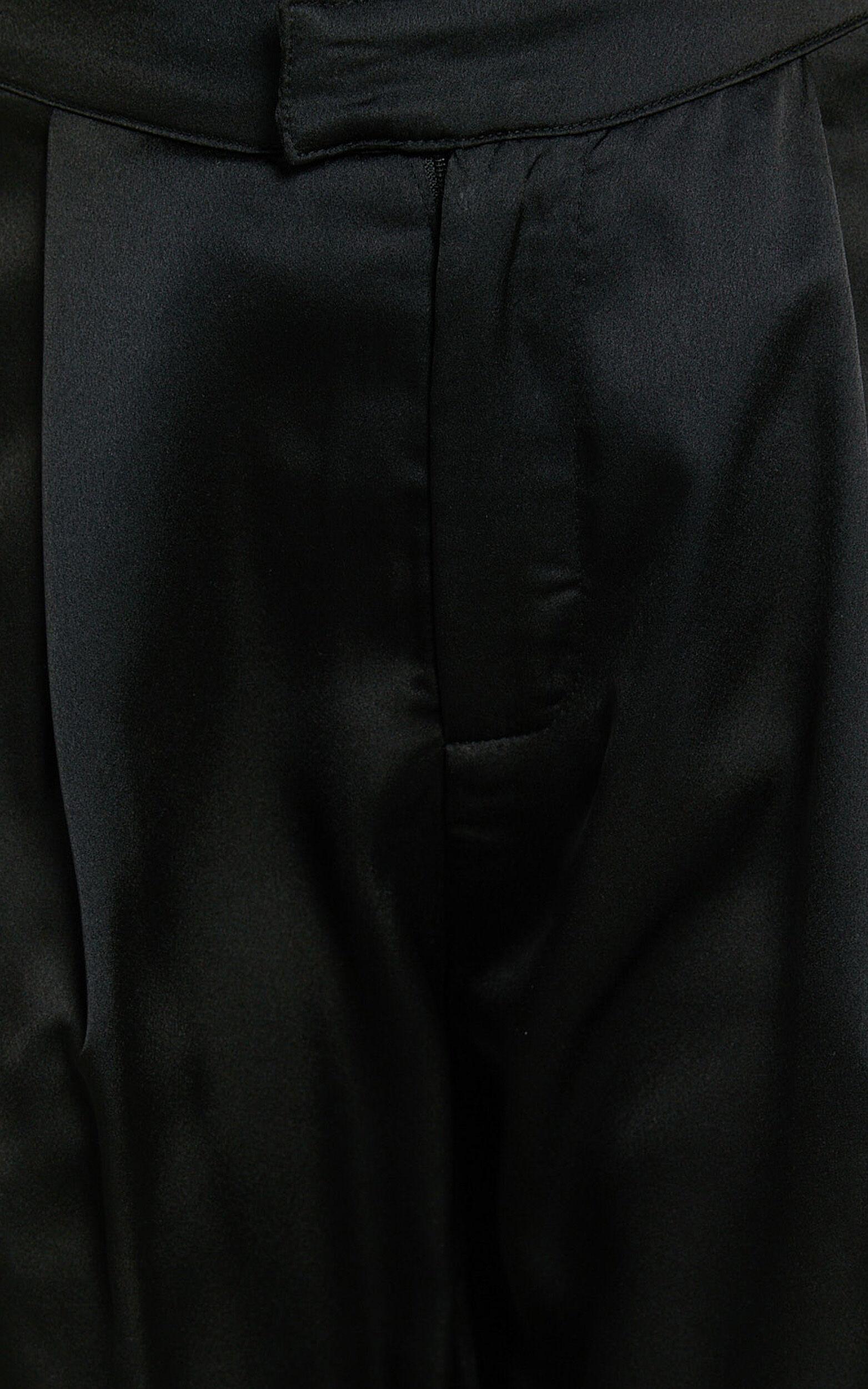 Amie Pants - High Waist Satin Tailored Cargo Pants in Black Product Image