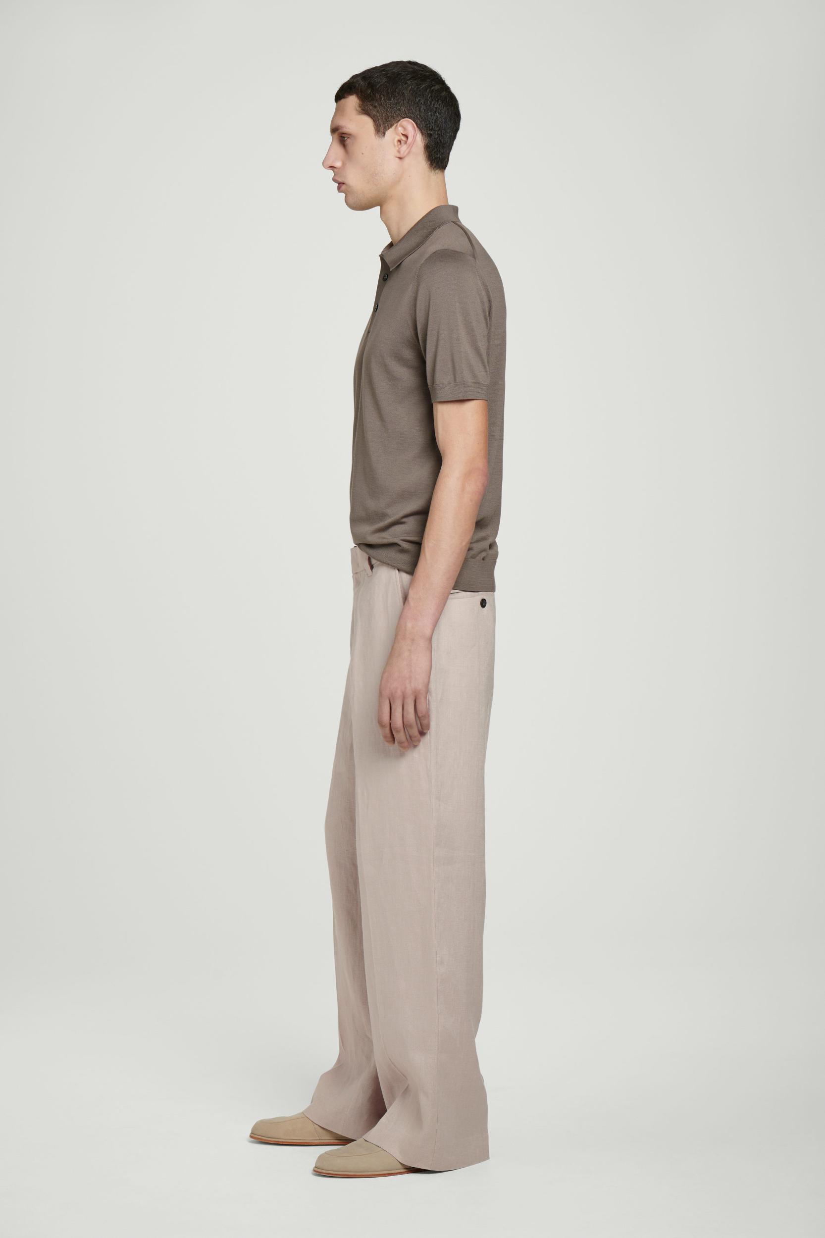 FLUID LINEN WIDE-LEG PANTS Product Image