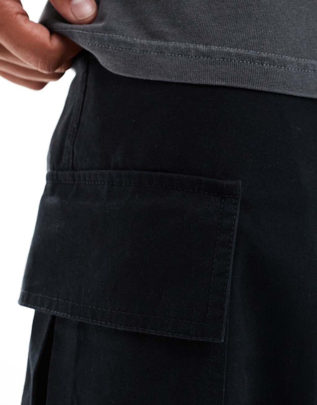 ASOS DESIGN baggy cargo pants in black Product Image