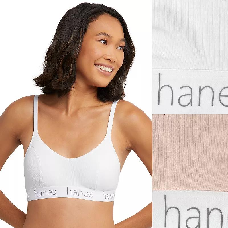 Hanes Originals Ultimate 2-Pack Stretch Cotton Triangle Bralette DHO101, Women's,  Product Image