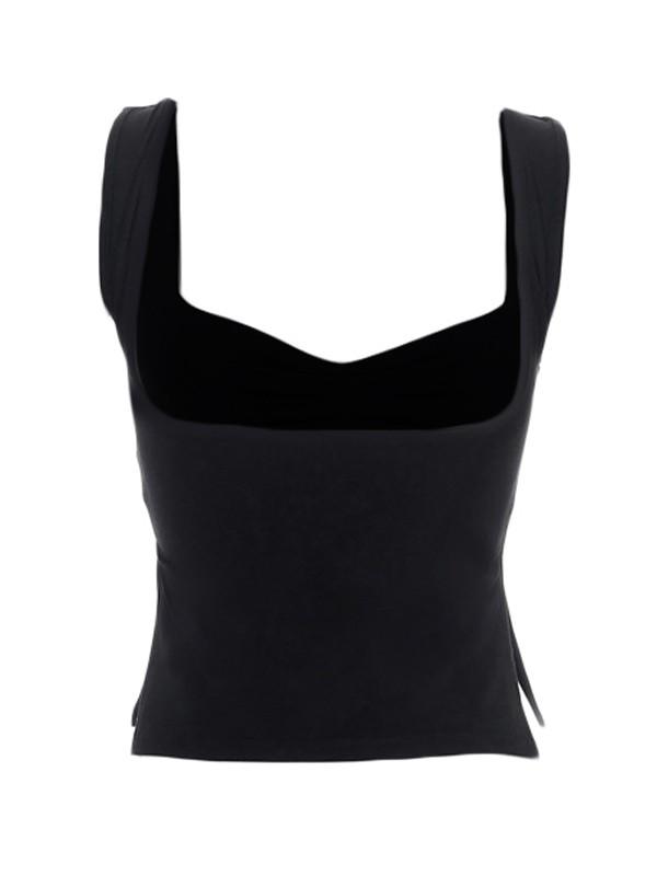 Low Cut Sleeveless Sweetheart Neck Cropped Tank Top Product Image