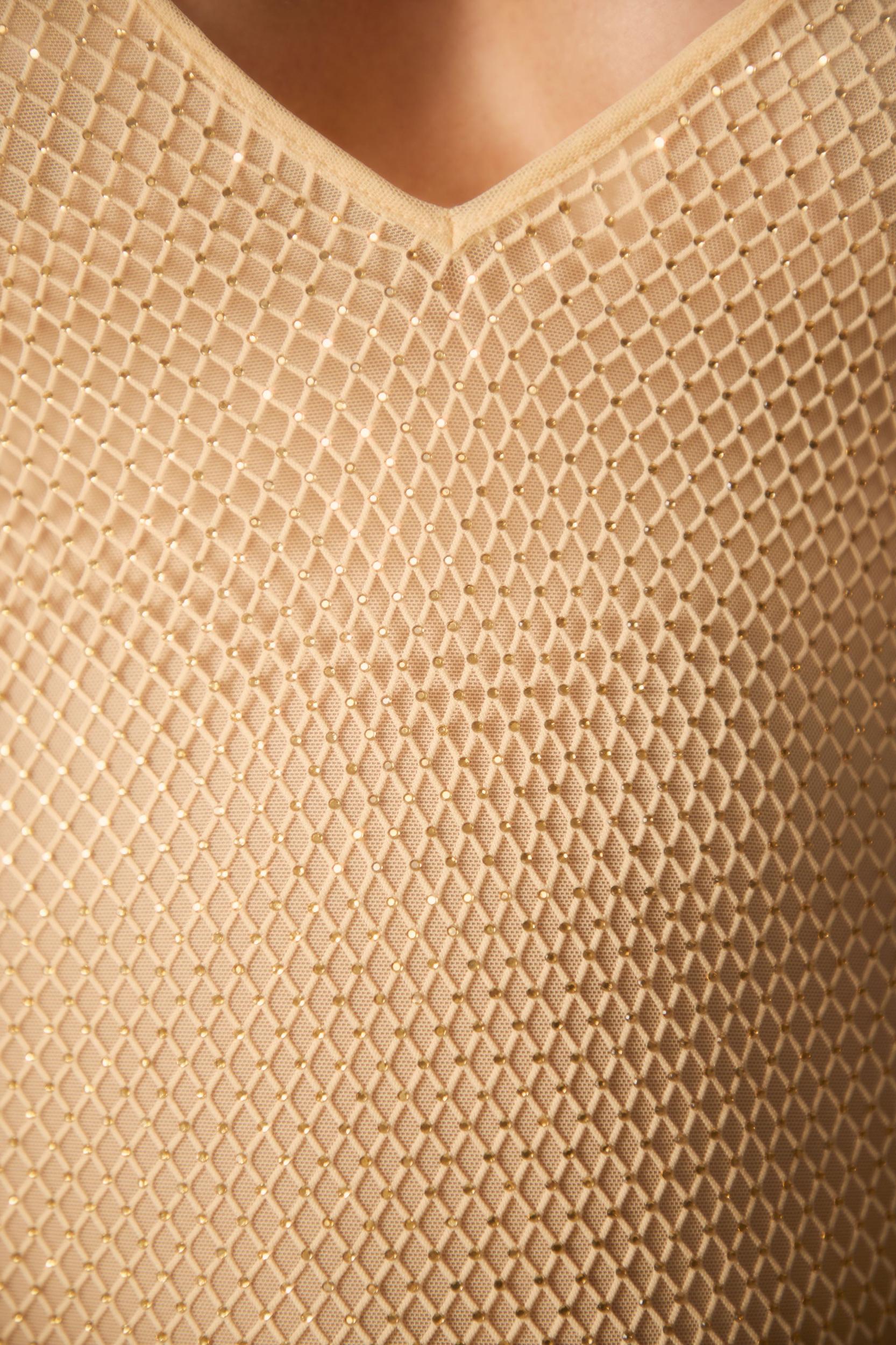 Embellished Low Back Maxi Dress in Gold Product Image