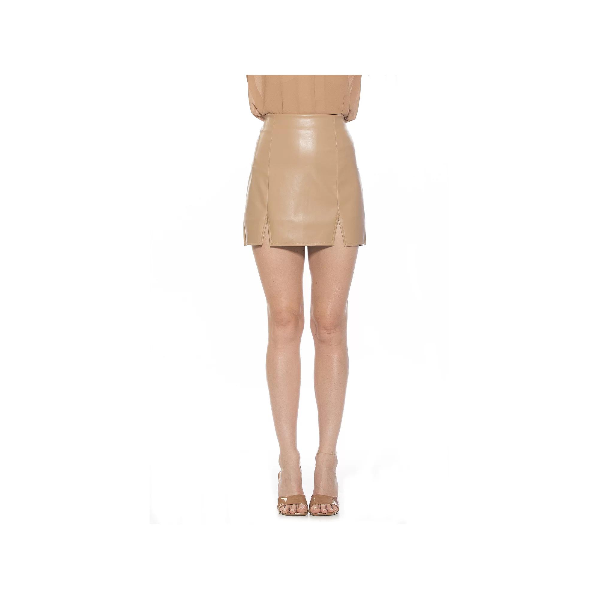 Women's ALEXIA ADMOR Tina Faux-Leather Mini Skirt, Size: 10, Camel Product Image