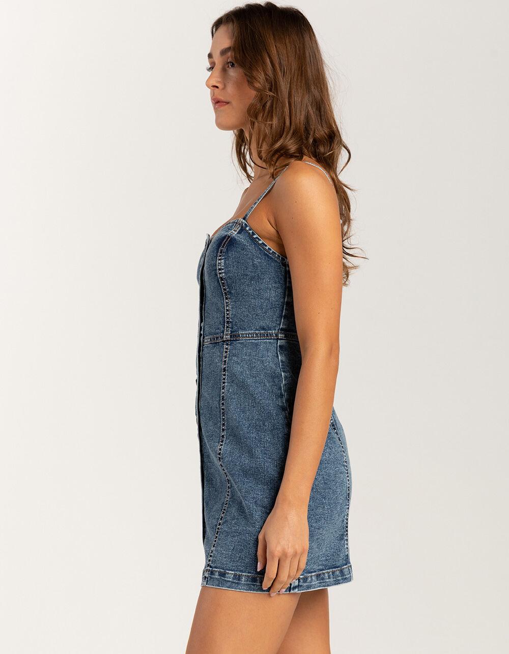 RSQ Womens Button Front Denim Dress - MEDIUM WASH Product Image