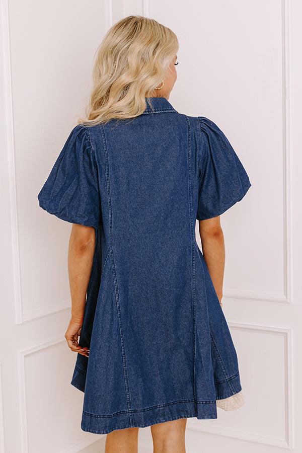 Dreamy Days Denim Mini Dress in Dark Wash Product Image