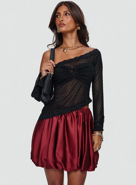 Rubee Bubble Hem Mini Skirt Red Product Image