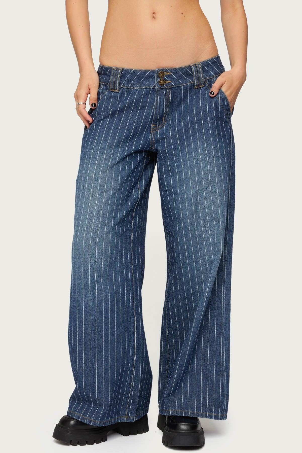 Petite Cory Striped Low Rise Jeans Product Image
