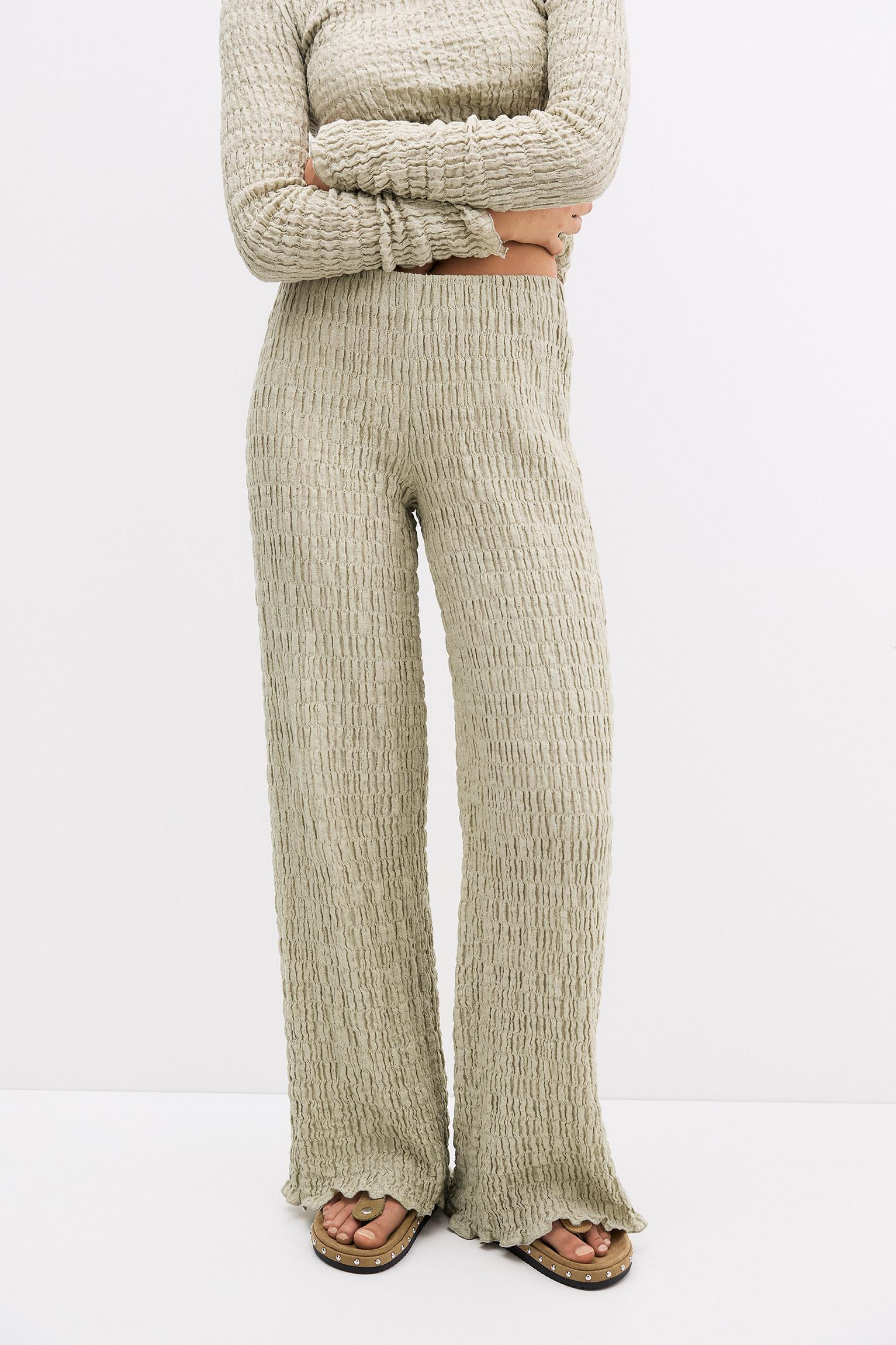 Wide leg pants in creased fabric Product Image