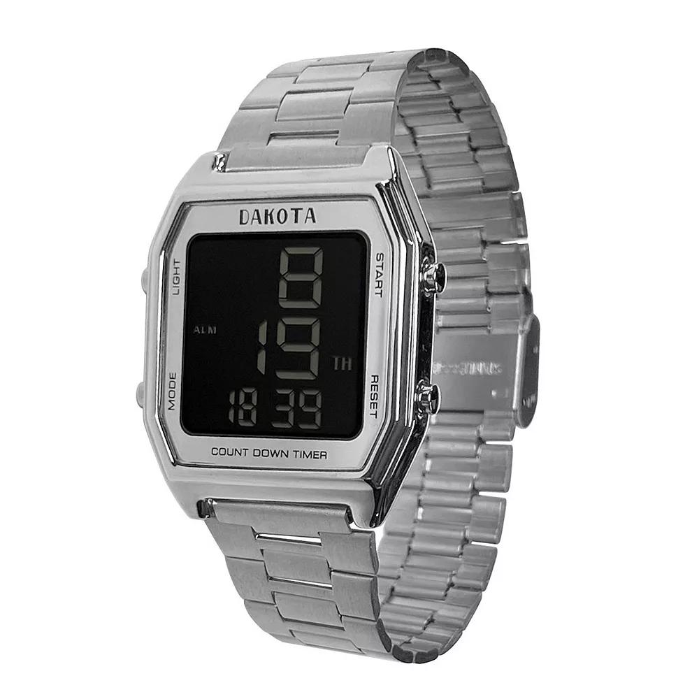 Dakota Men's Stainless Steel Square Digital Chronograph Watch, Size: Large, Silver Product Image