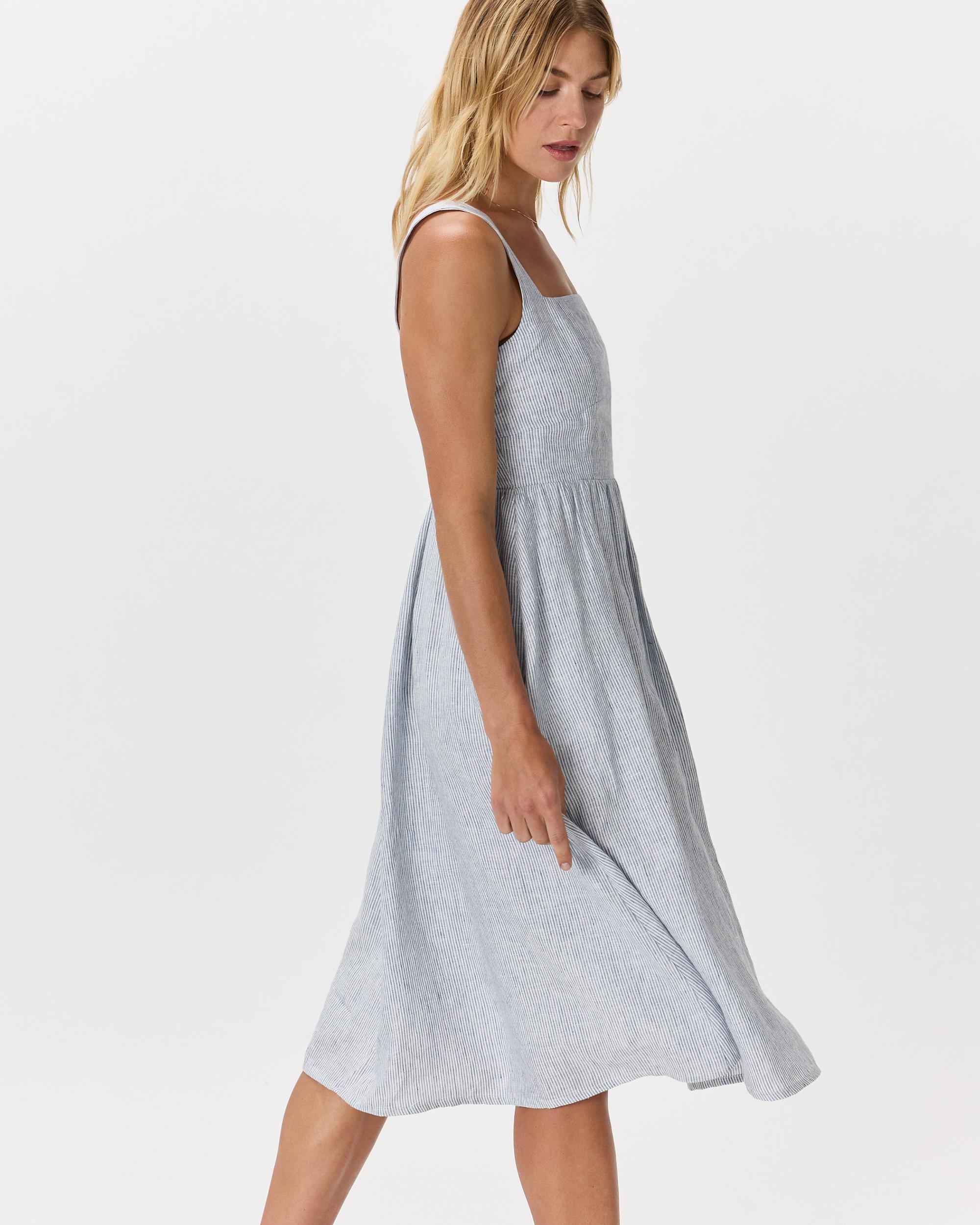Quince | Women's 100% European Linen Fit & Flare Midi Dress Product Image