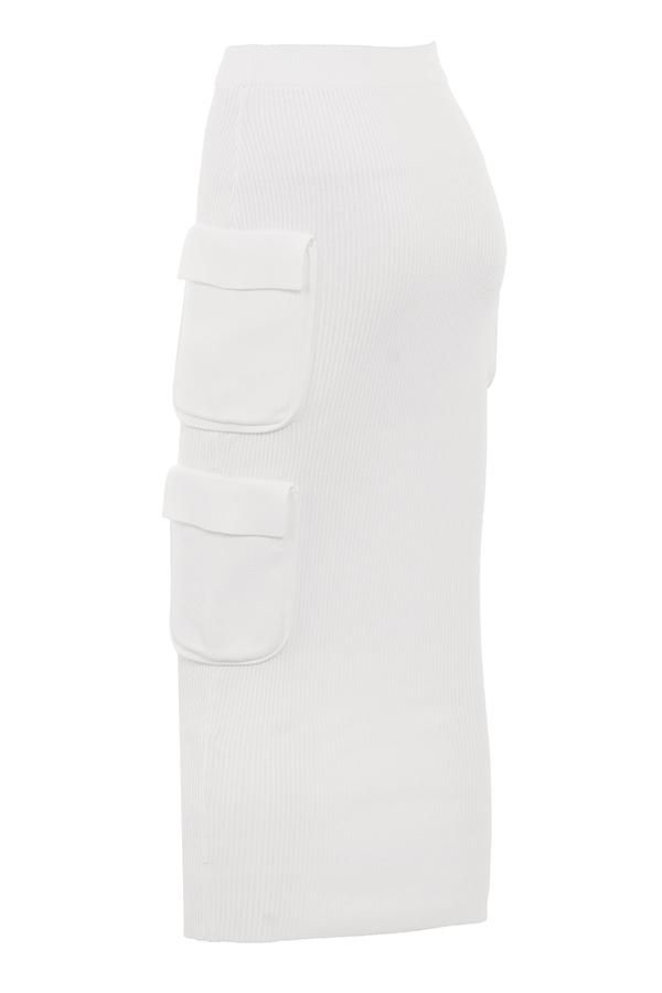 Maeve  white ribbed knit cargo skirt - sale Product Image